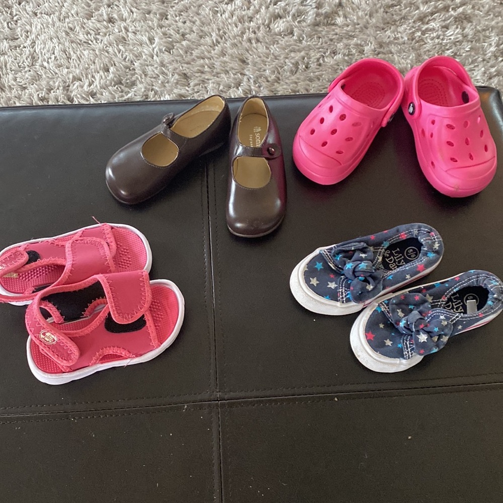 Four pair Toddler shoes size 5/6. One pair never worn